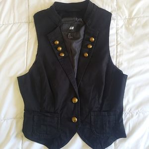 🌱 H&M Denim Military Style Denim Vest Size 4